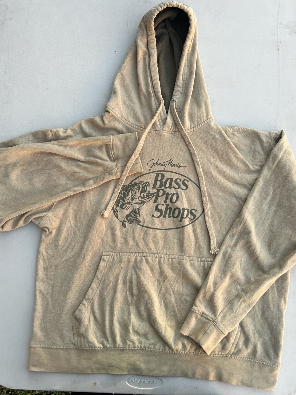 Bass Pro Shops Men's Beige Hooded Pullover with Front Logo
